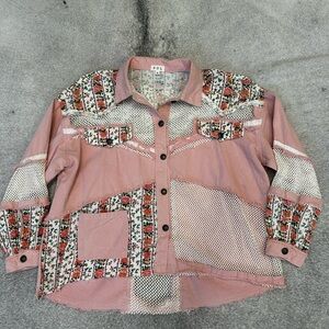 POL Pink Floral Patchwork Shirt